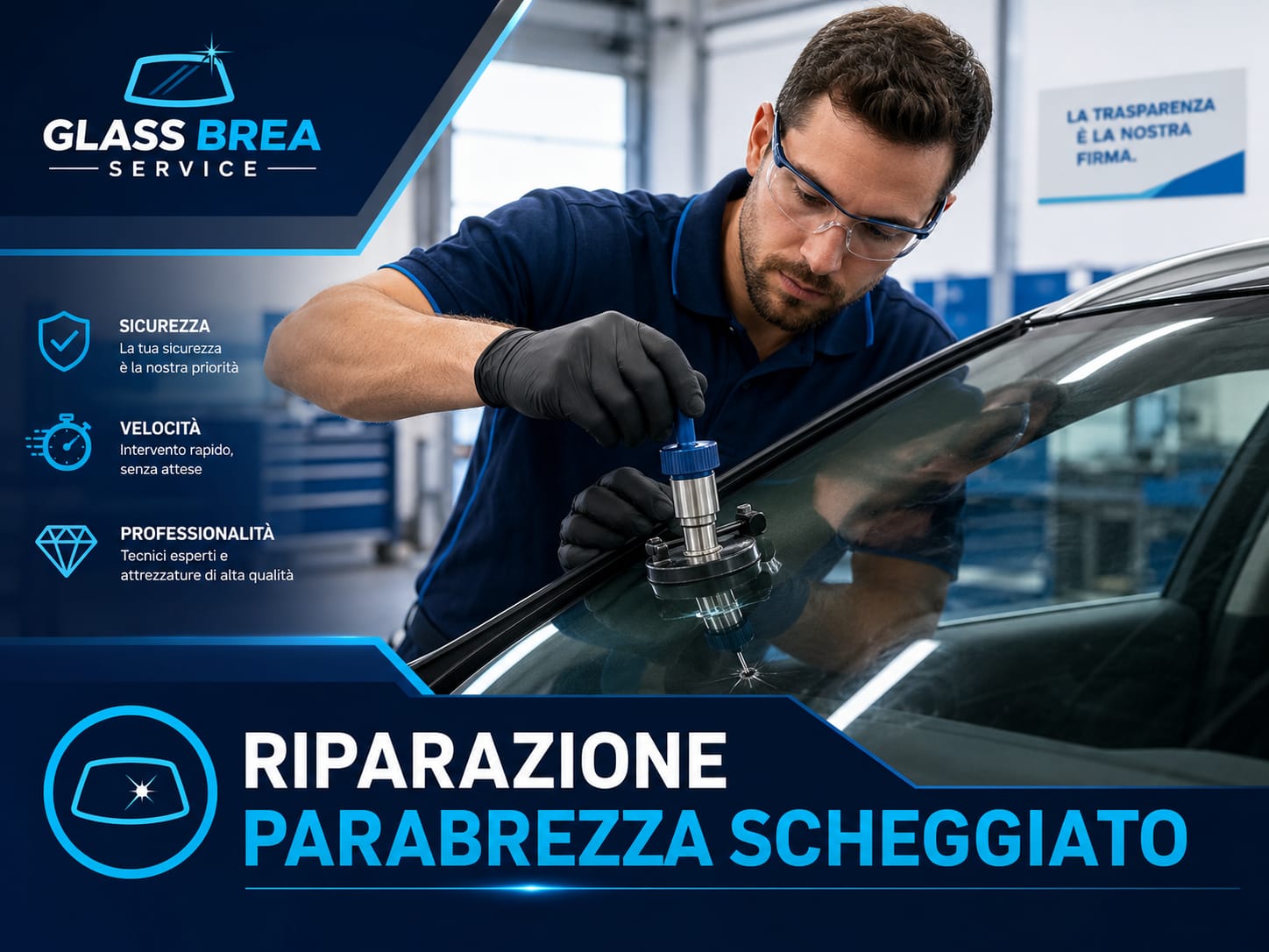 Riparazione parabrezza scheggiato Riparazione parabrezza scheggiato