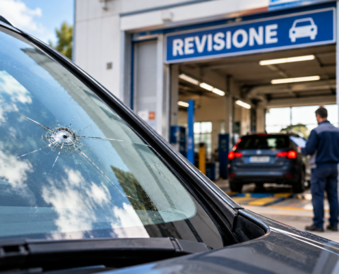 Parabrezza scheggiato e revisione: si passa o no?